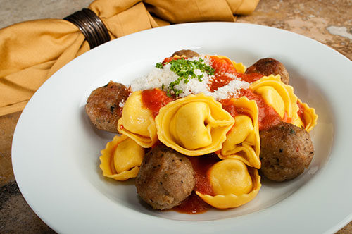 Kids Cheese Tortellini with Red Sauce, Meatballs and Parmesan Cheese
